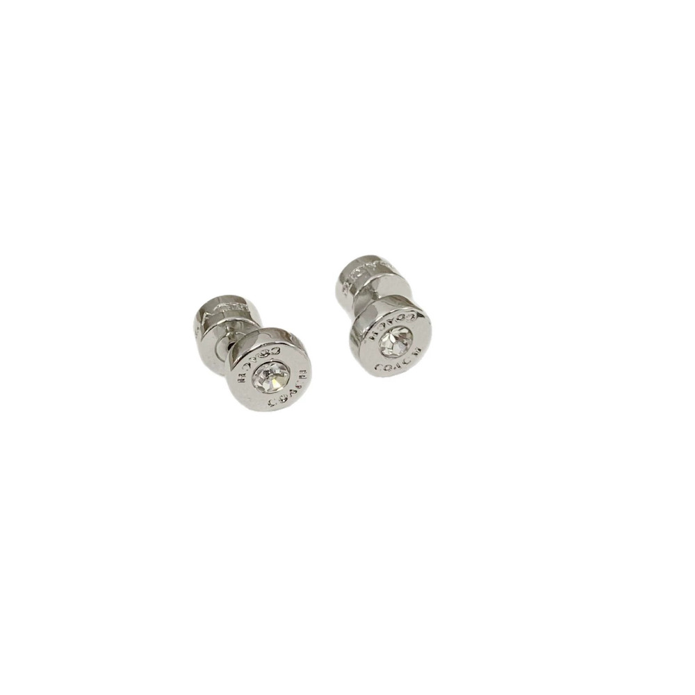 Coach Small Round Metal Rhinestone Earrings - Picture 5 of 6